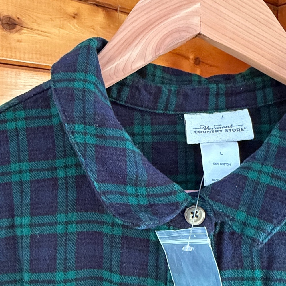 Plaid Button-Down Tiered Midi Dress 100% cotton flannel - Picture 2 of 2